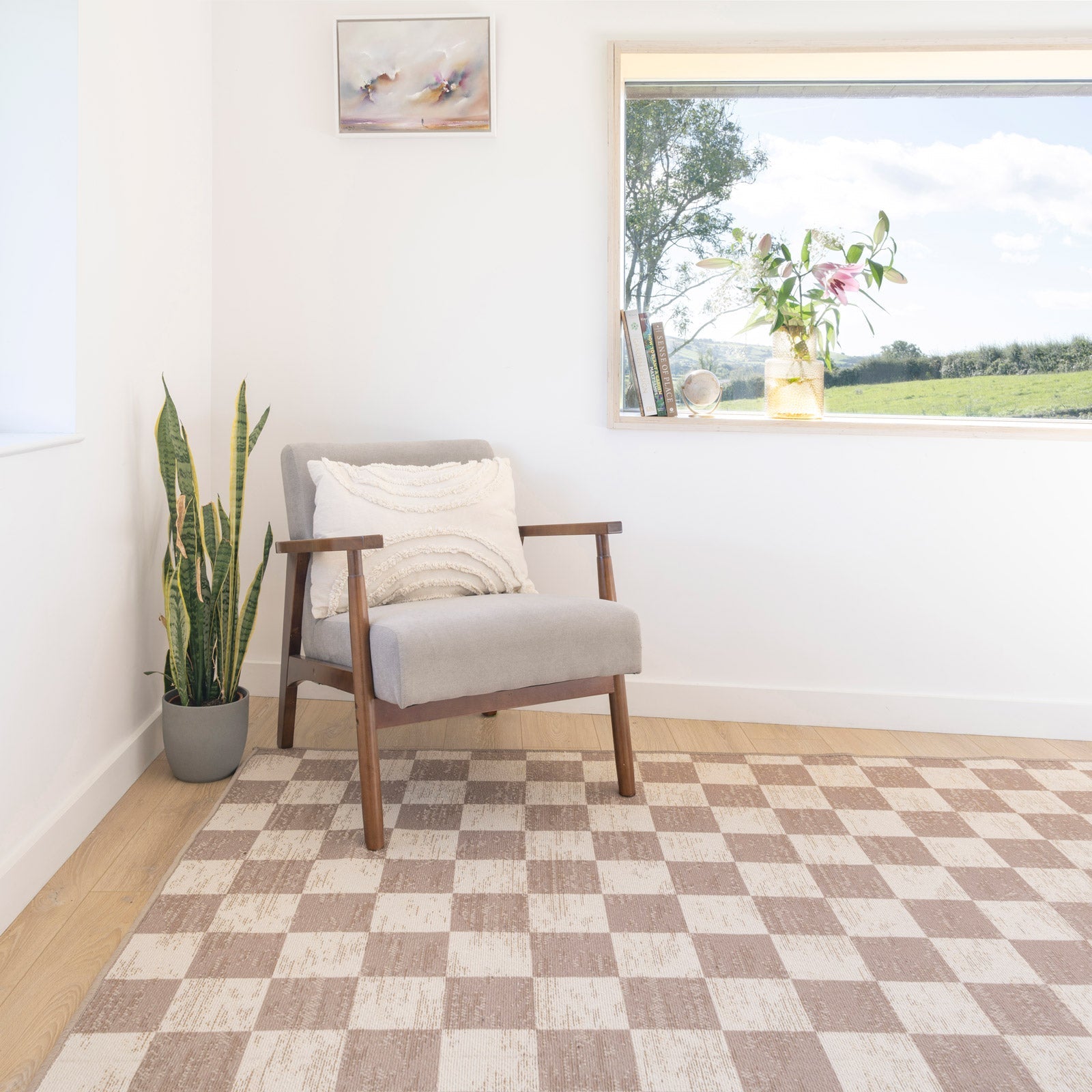 Washable Checkerboard Jute Style Rug - Noa