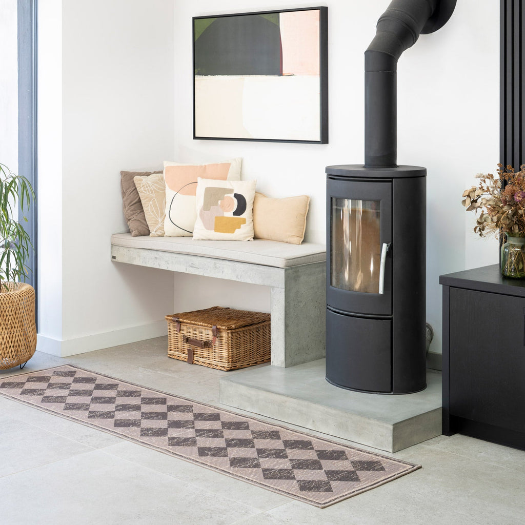 Washable Brown Harlequin Jute Style Runner - Suki