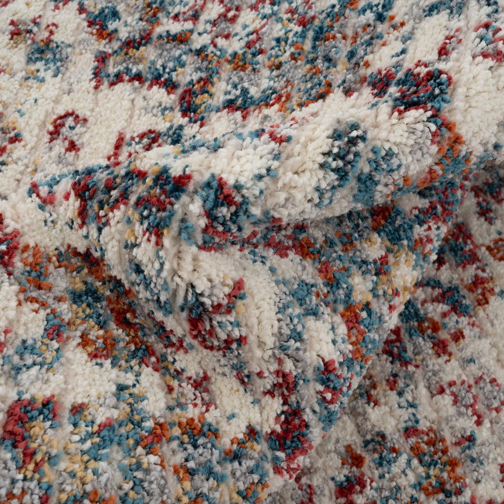 Carved Multicolour Area Rug - Florrie