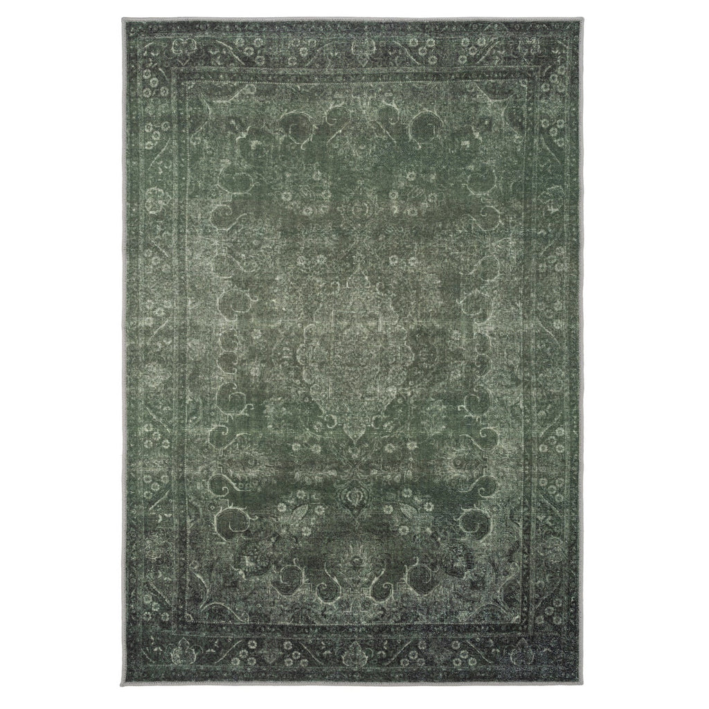 Soft Washable Green Medallion Rug - Maisie
