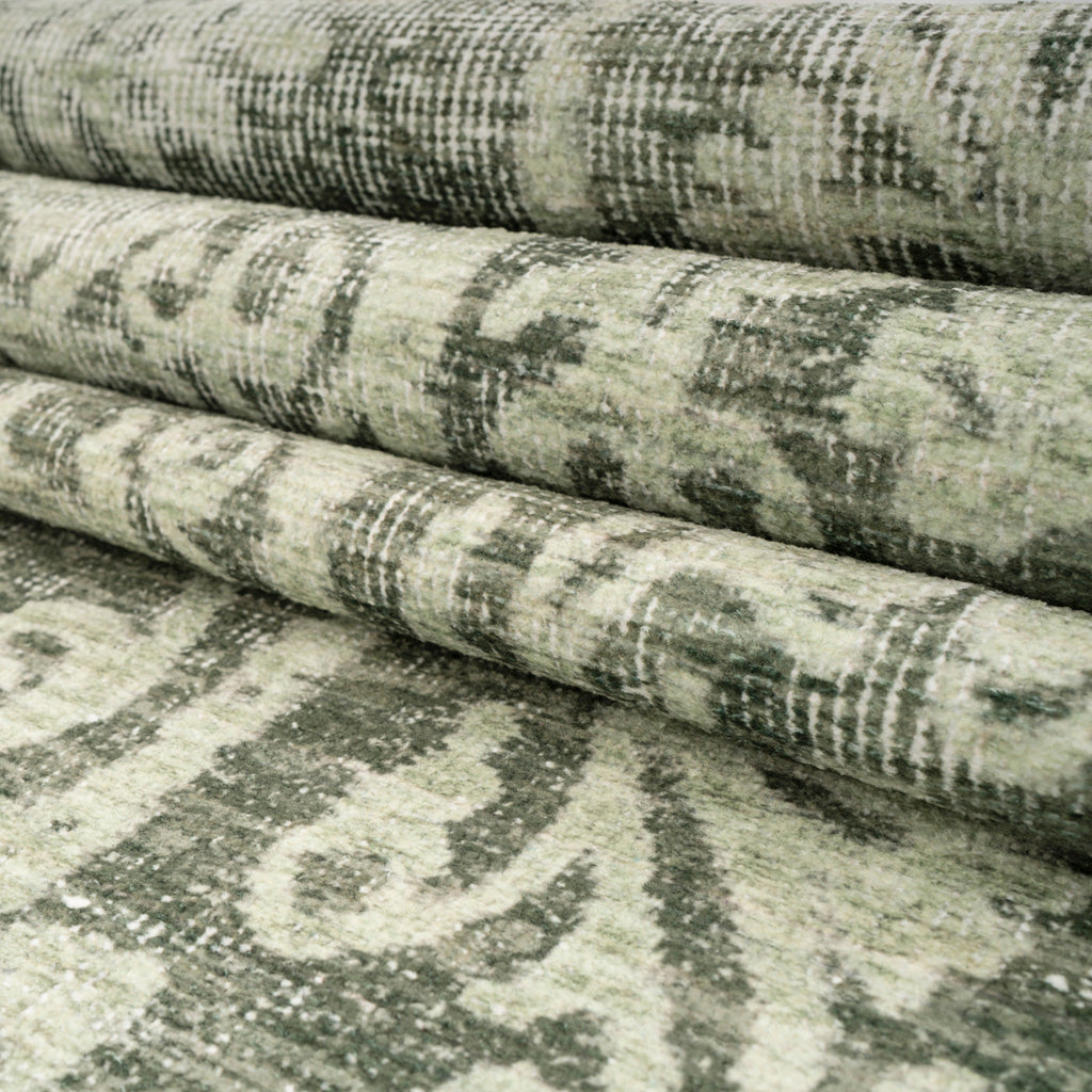 Soft Washable Green Motif Runner - Pippa