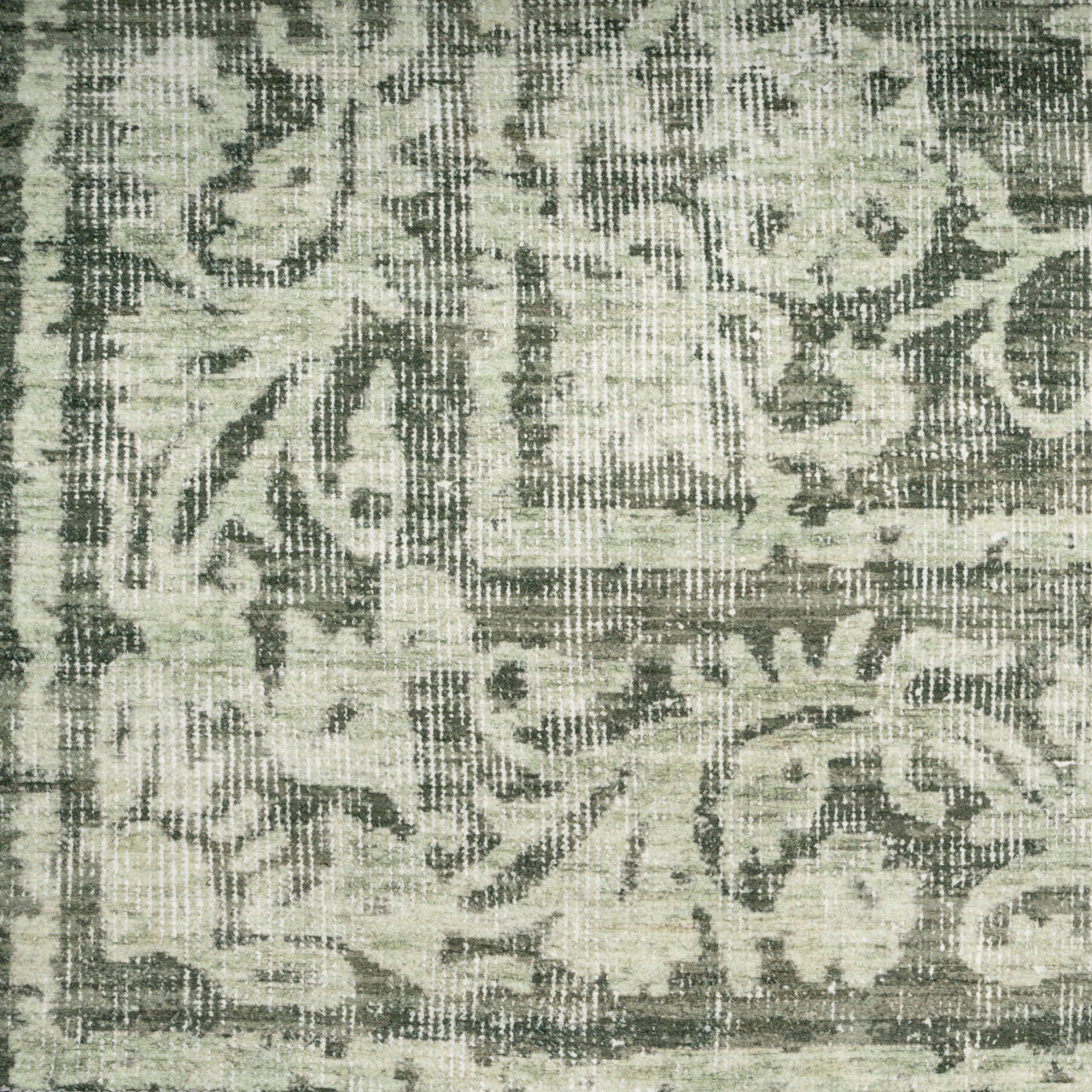 Soft Washable Green Motif Runner - Pippa
