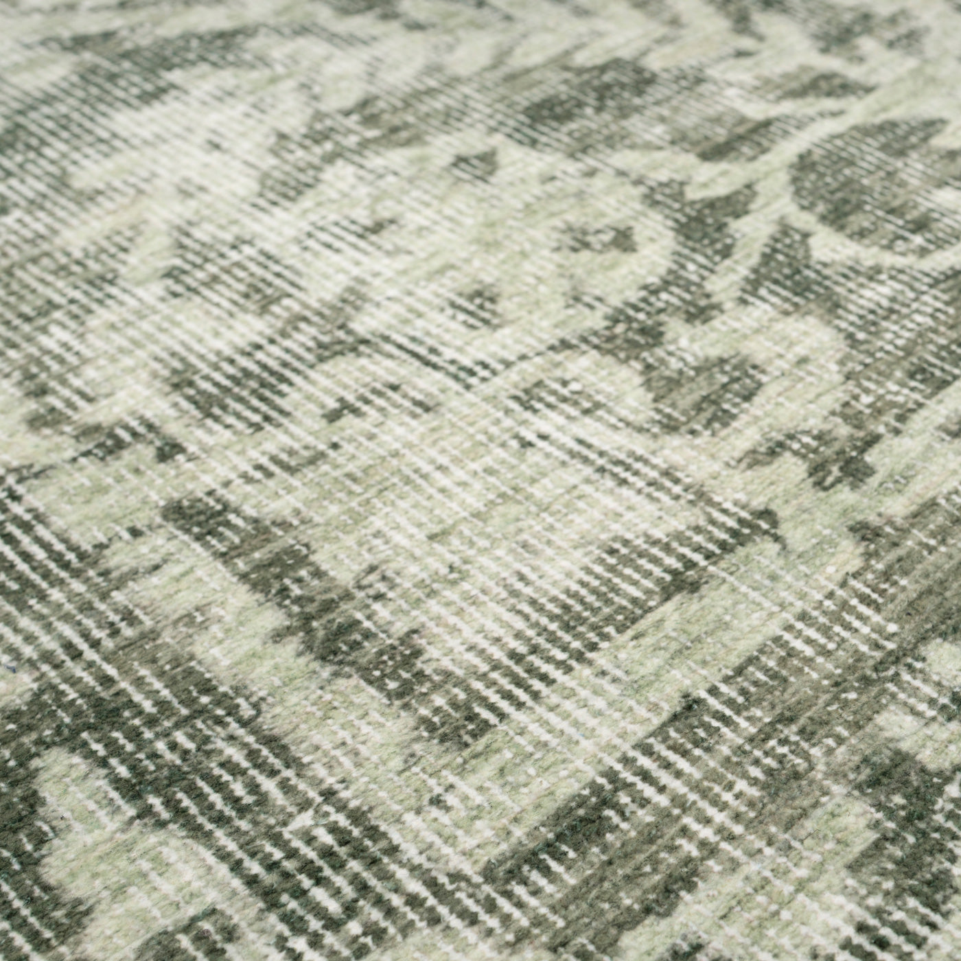 Soft Washable Green Motif Rug - Pippa