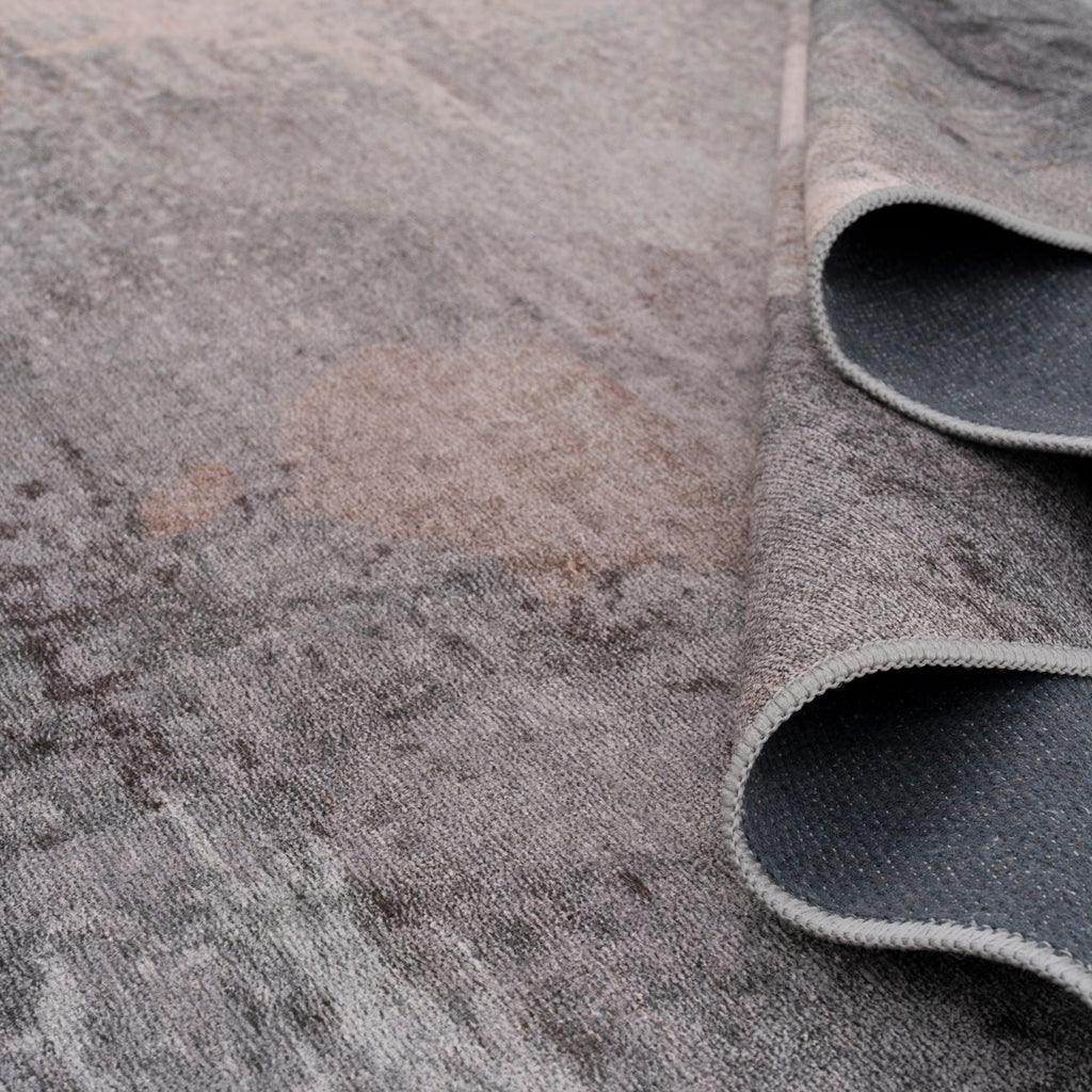 Soft Washable Grey Abstract Runner - Dara