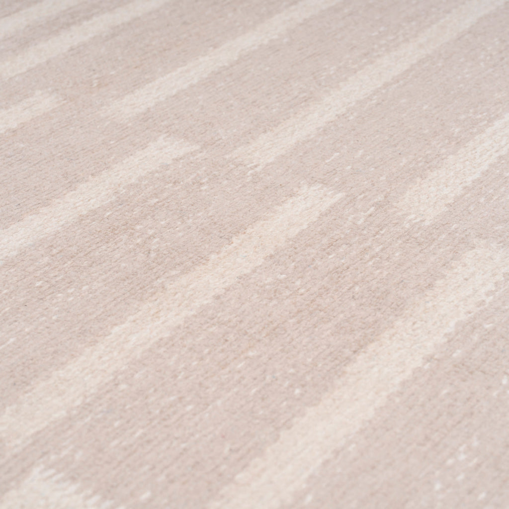 Soft Washable Beige Geometric Runner - Faye