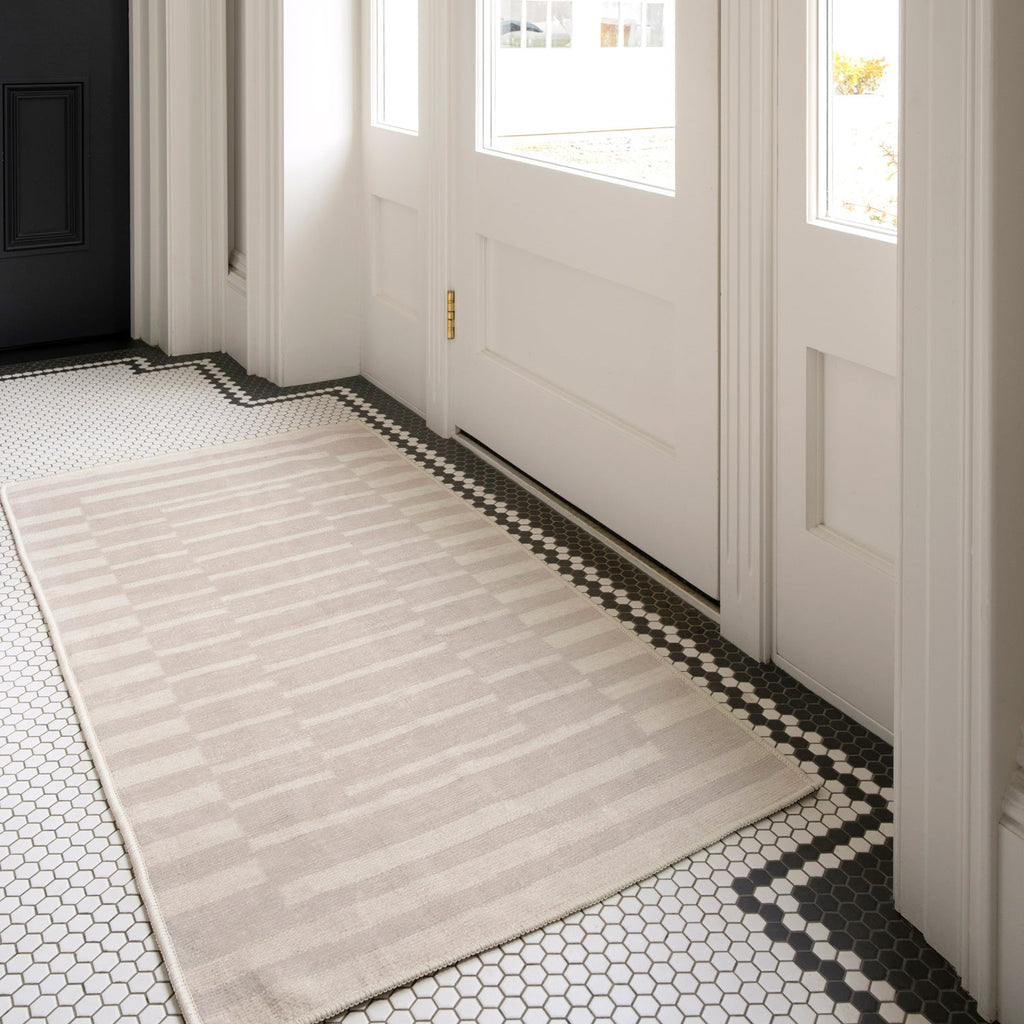 Soft Washable Beige Indoor Mat - Faye