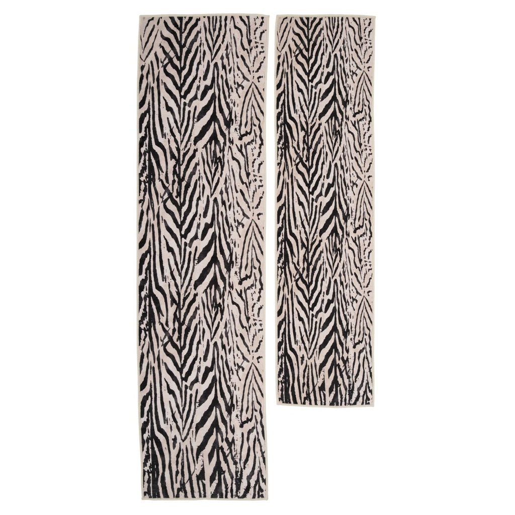 Soft Washable Black Zebra Print Rug - Ida