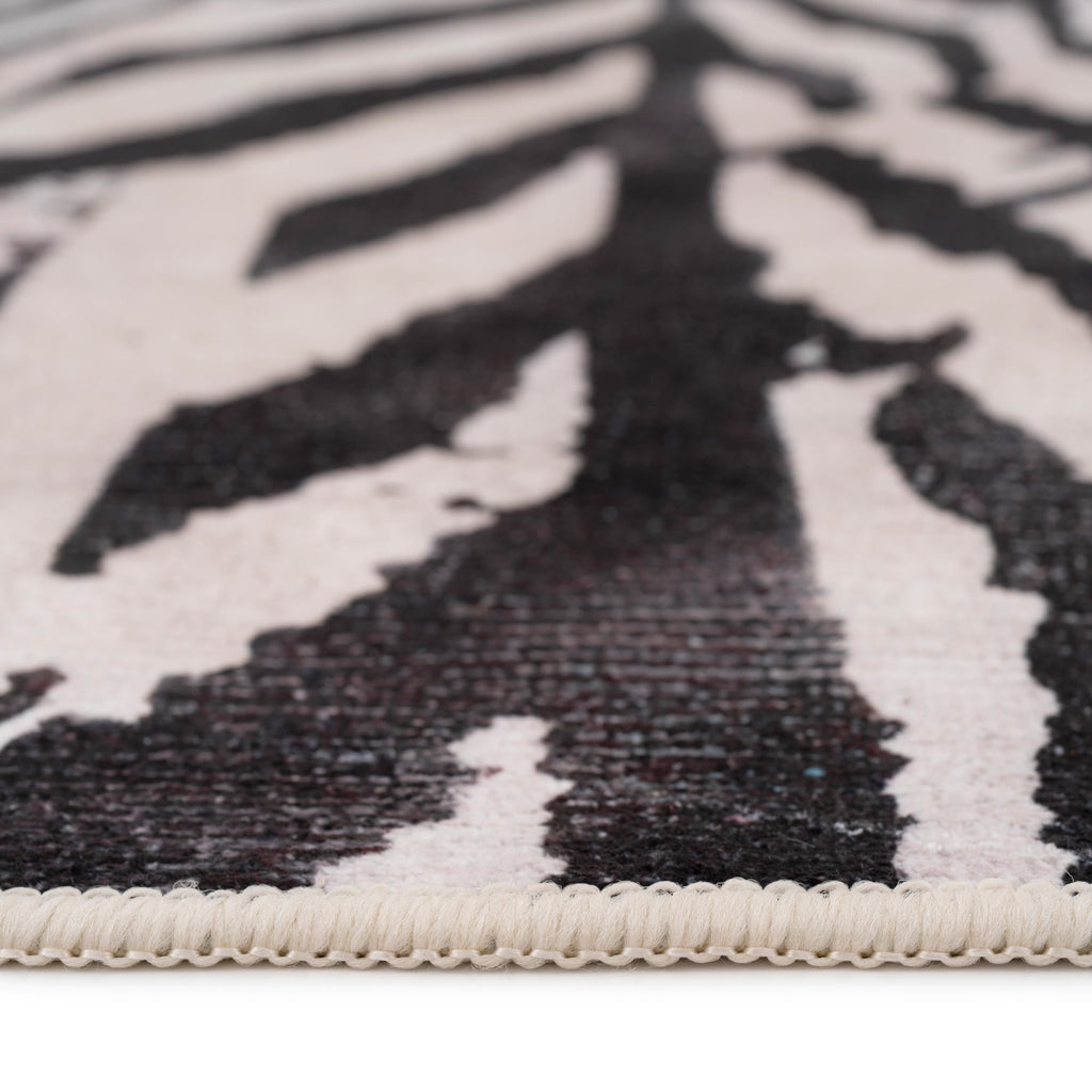 Soft Washable Black Zebra Print Rug - Ida
