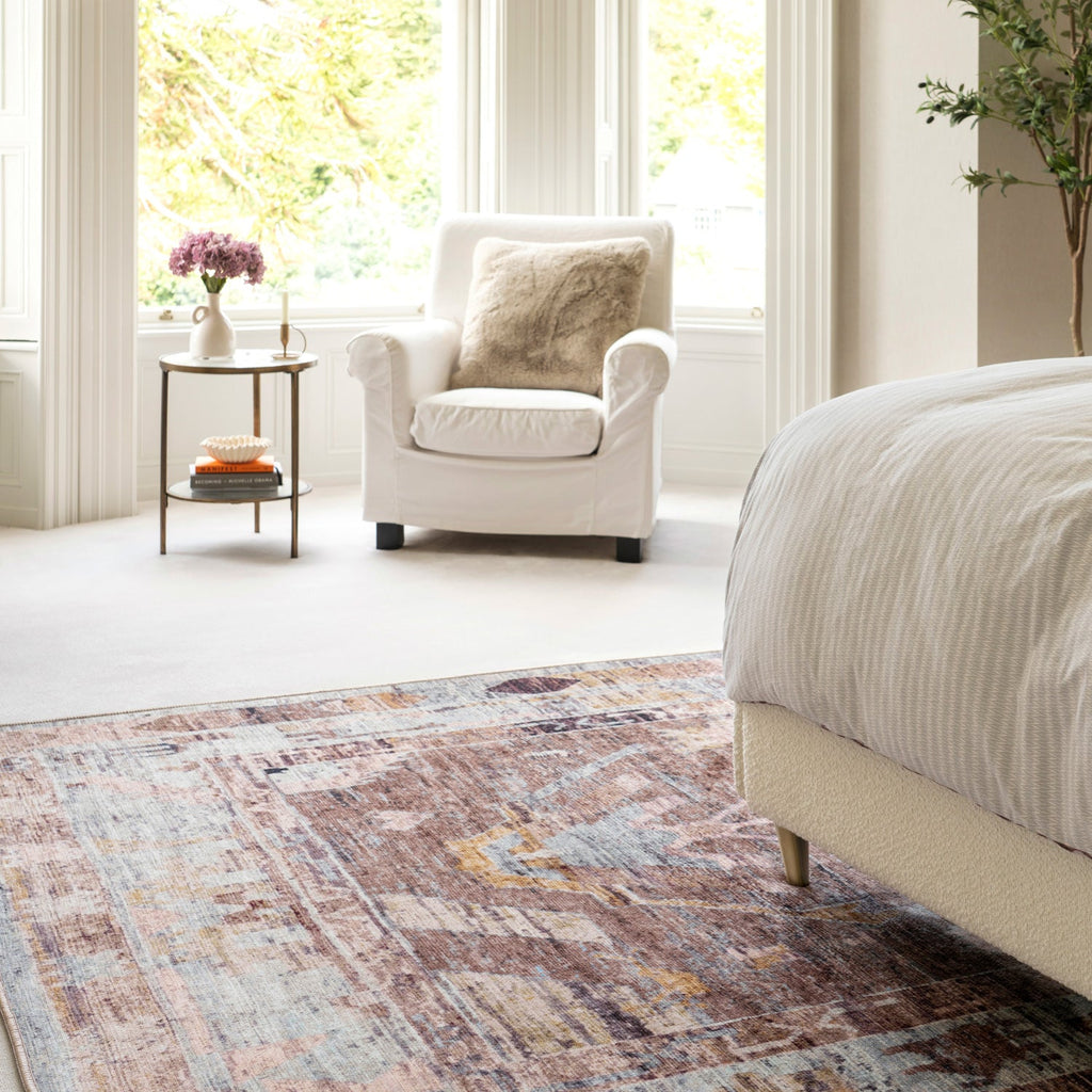 Soft Washable Brown Aztec Rug - Sybil