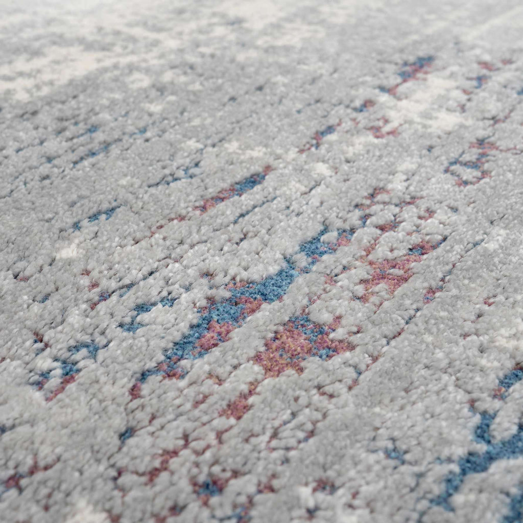Grey Distressed Multicoloured Abstract Living Room Rug - Song
