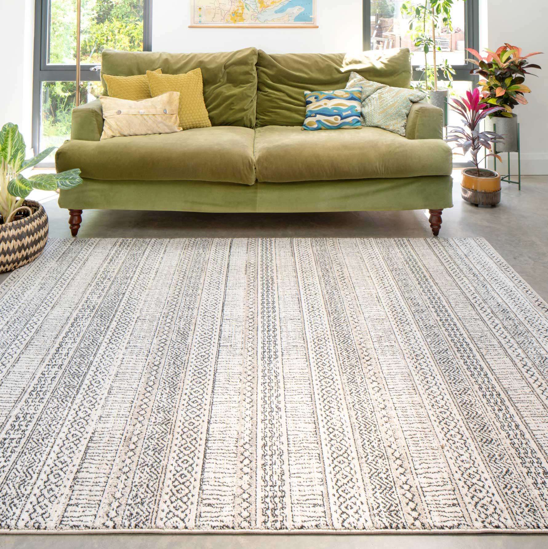 Cosy Soft Underfoot Grey Tribal Moroccan Berber Bedroom Rug