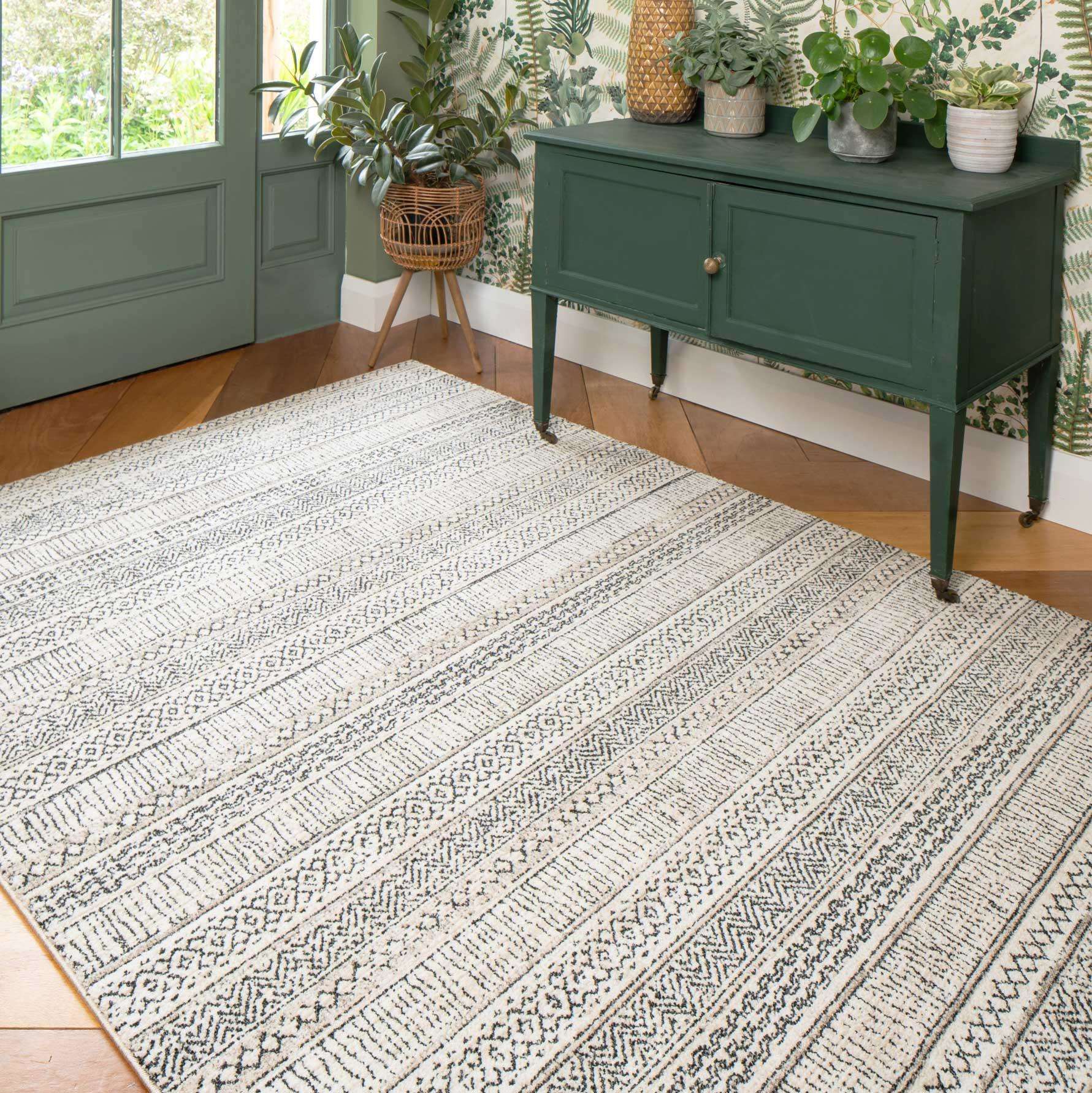 Cosy Soft Underfoot Grey Tribal Moroccan Berber Bedroom Rug