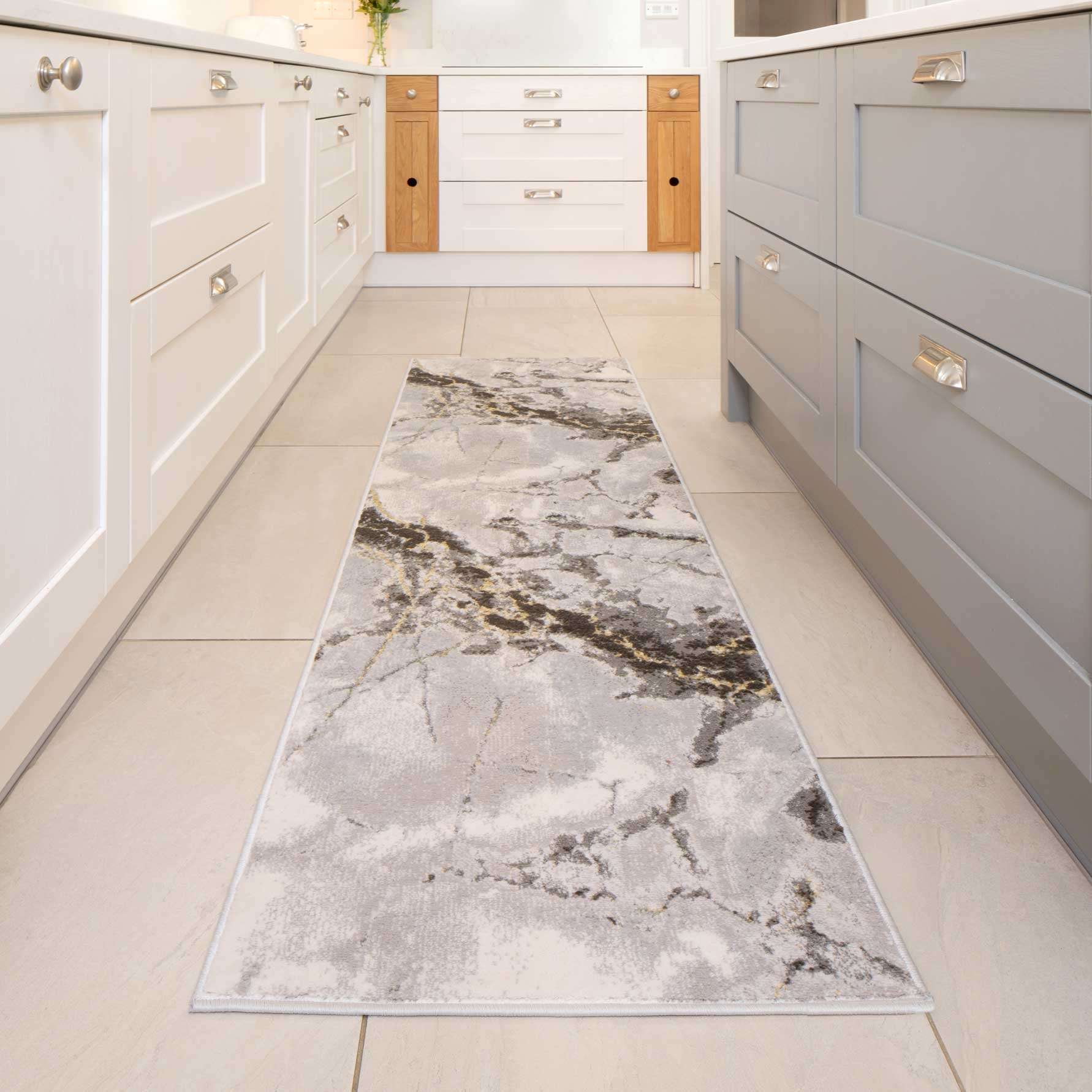 Modern Grey Marble Textured Area Rug - Strike