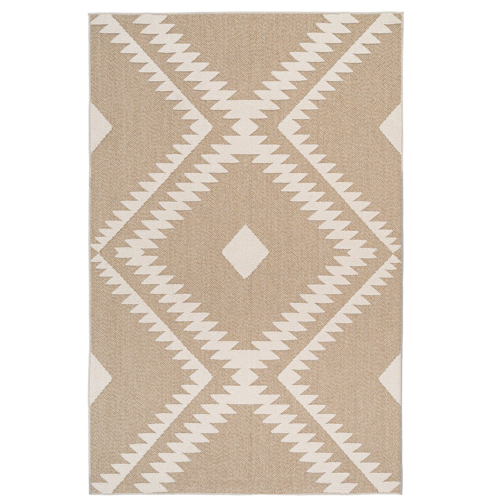 Beige Geometric Loop Pile Rug