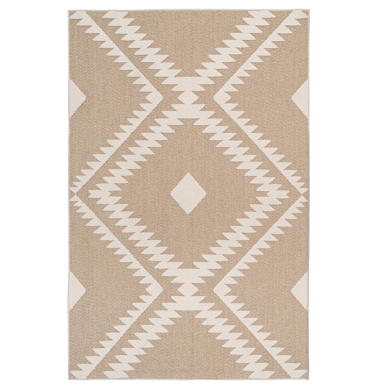 Beige Geometric Loop Pile Rug