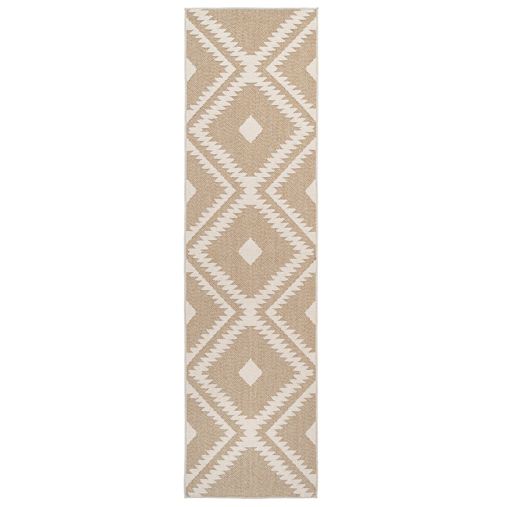 Beige Geometric Loop Pile Rug