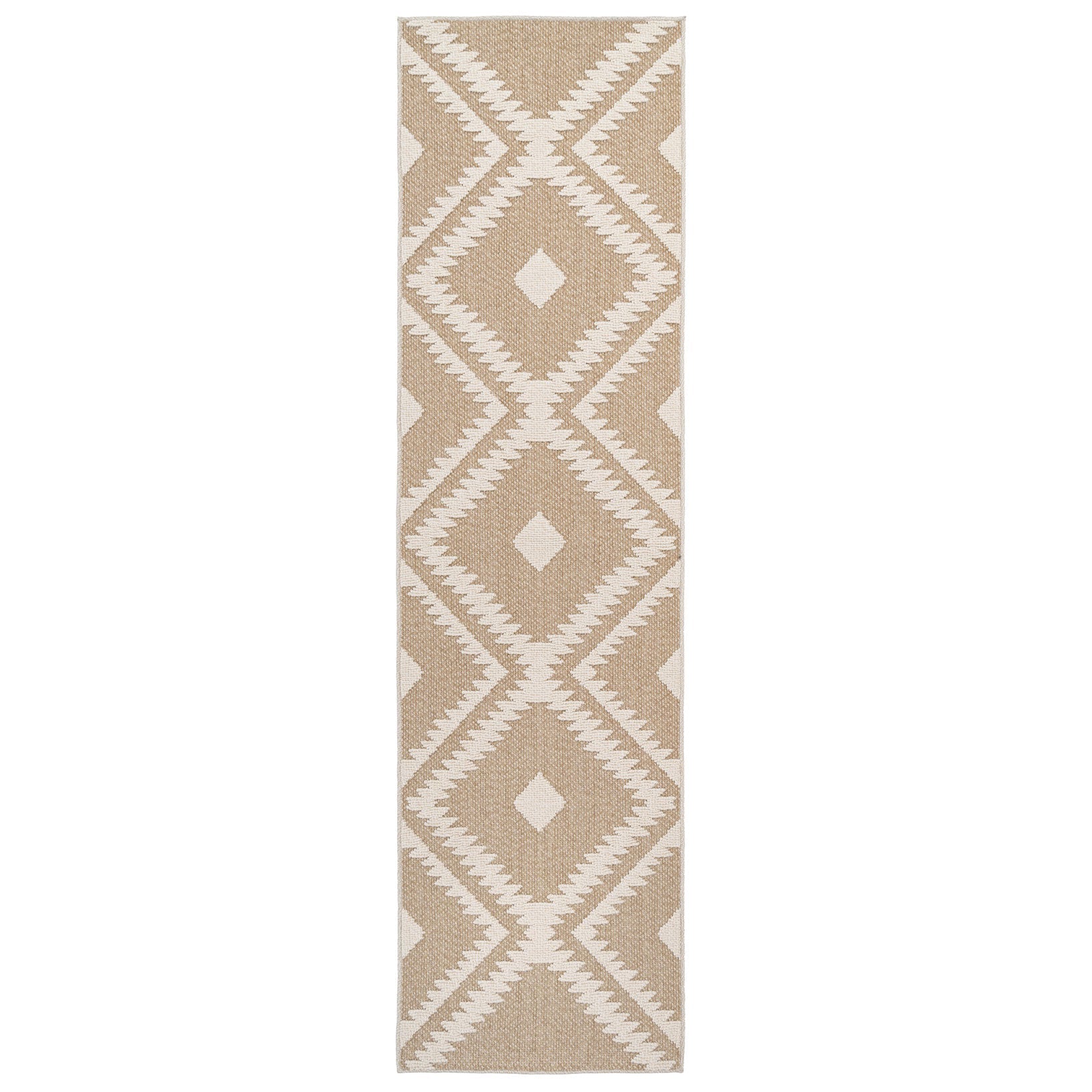 Beige Geometric Loop Pile Rug