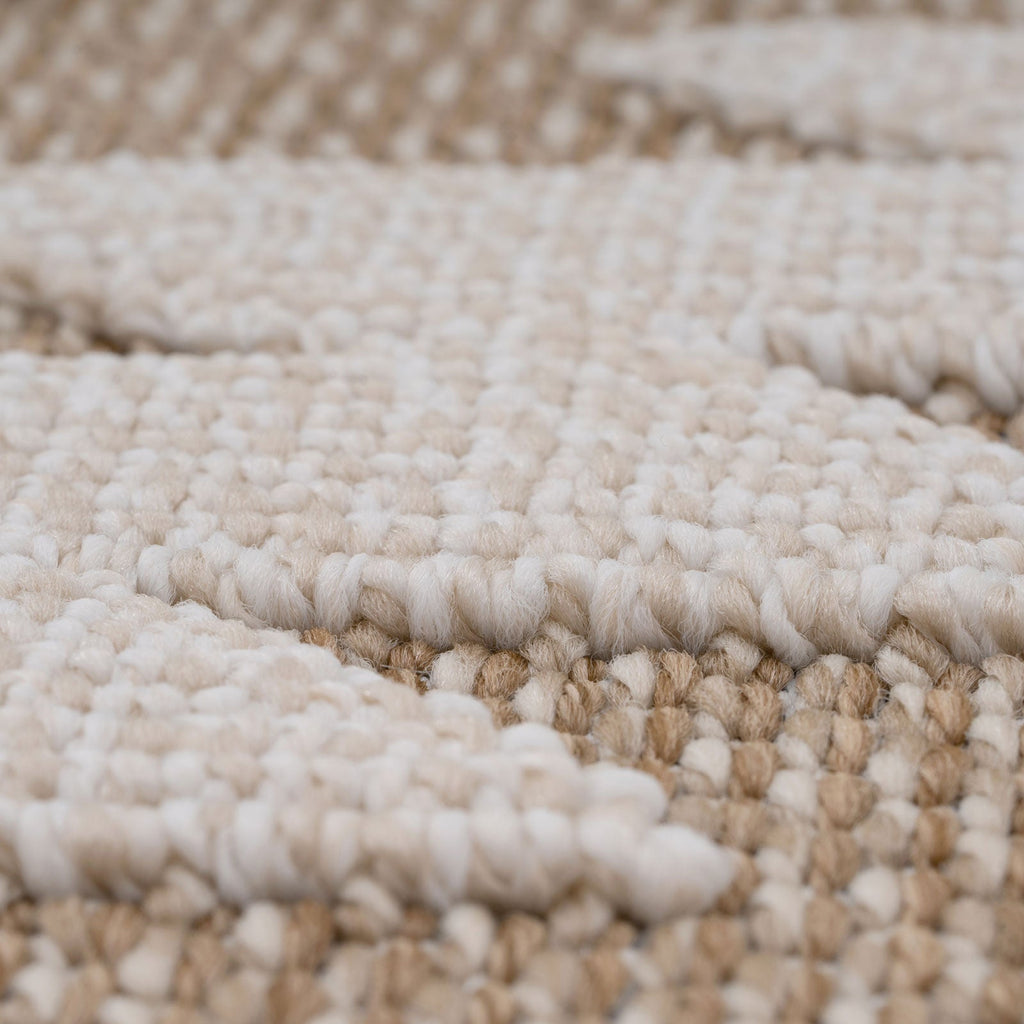 Beige Geometric Loop Pile Rug