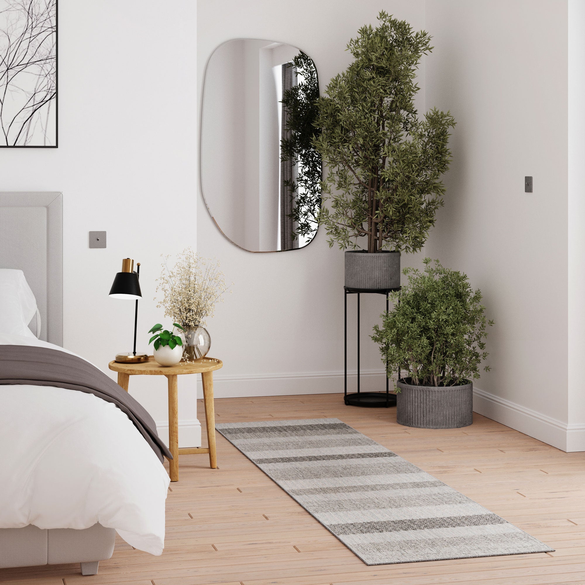 Grey Striped Loop Pile Rug