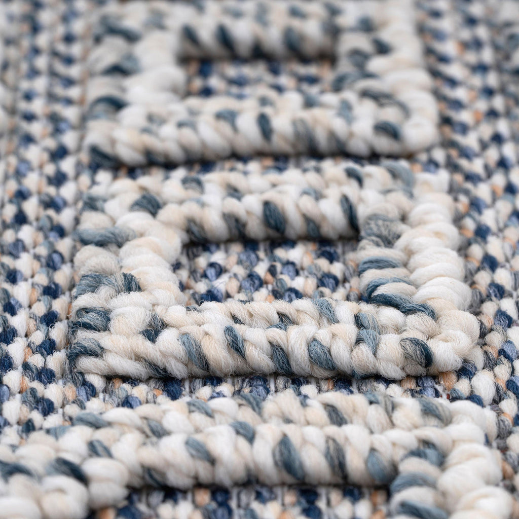 Blue Geometric Loop Pile Rug