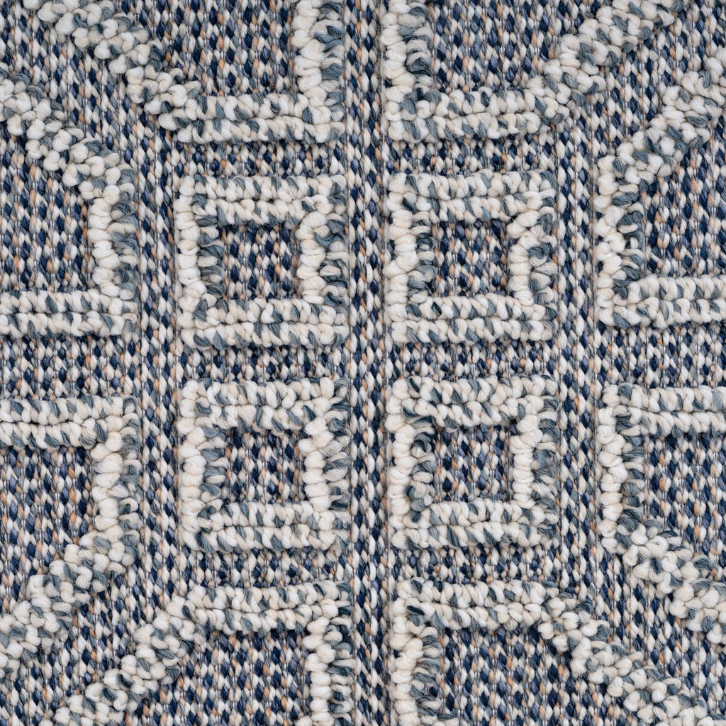 Blue Geometric Loop Pile Rug