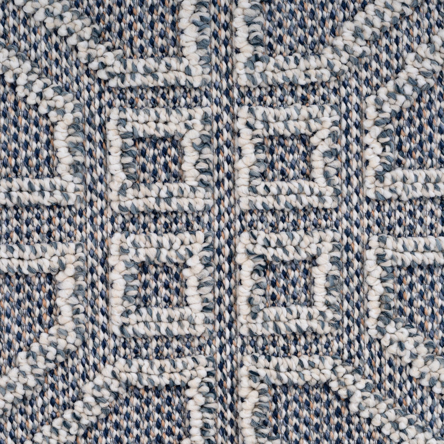 Blue Geometric Loop Pile Rug
