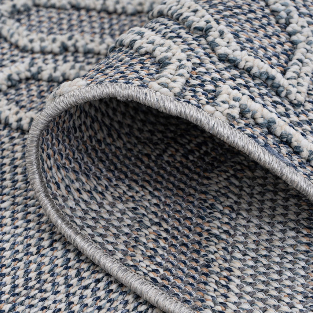 Blue Geometric Loop Pile Rug