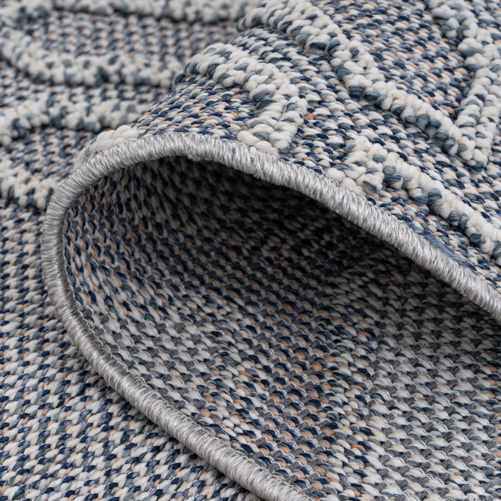 Blue Geometric Loop Pile Rug