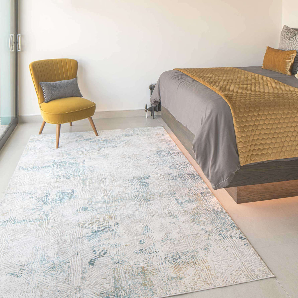 Teal Blue Cloudscape Living Room Rug - Times