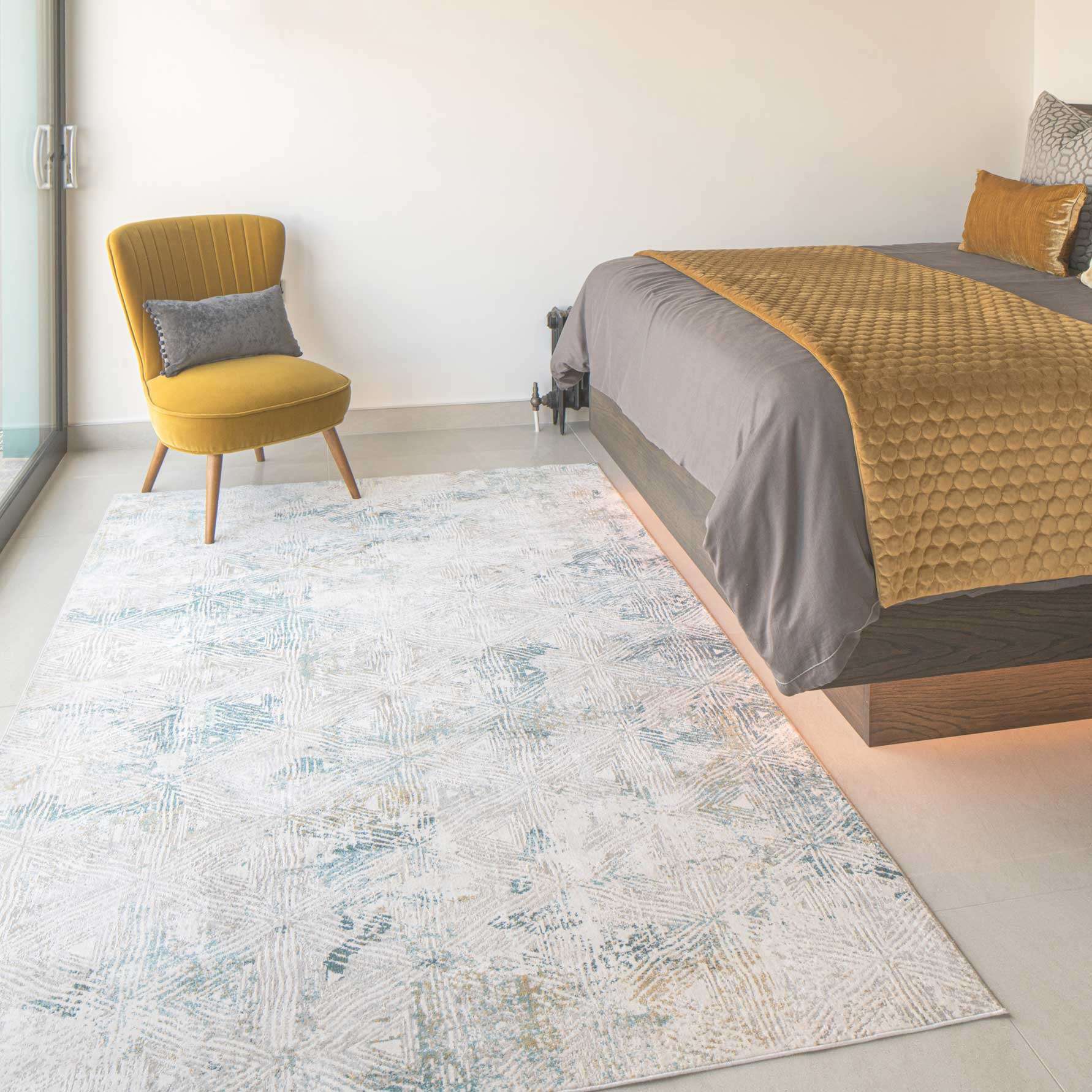 Teal Blue Cloudscape Living Room Rug - Times