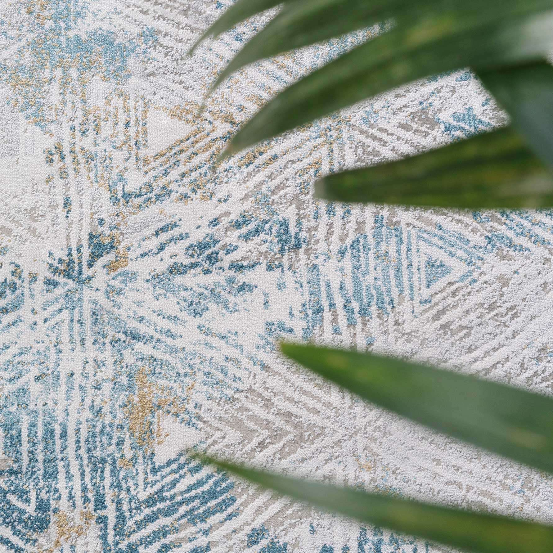 Teal Blue Cloudscape Living Room Rug - Times