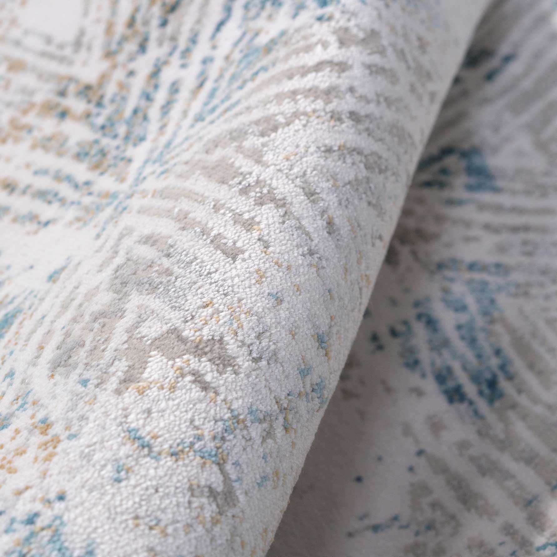 Teal Blue Cloudscape Living Room Rug - Times
