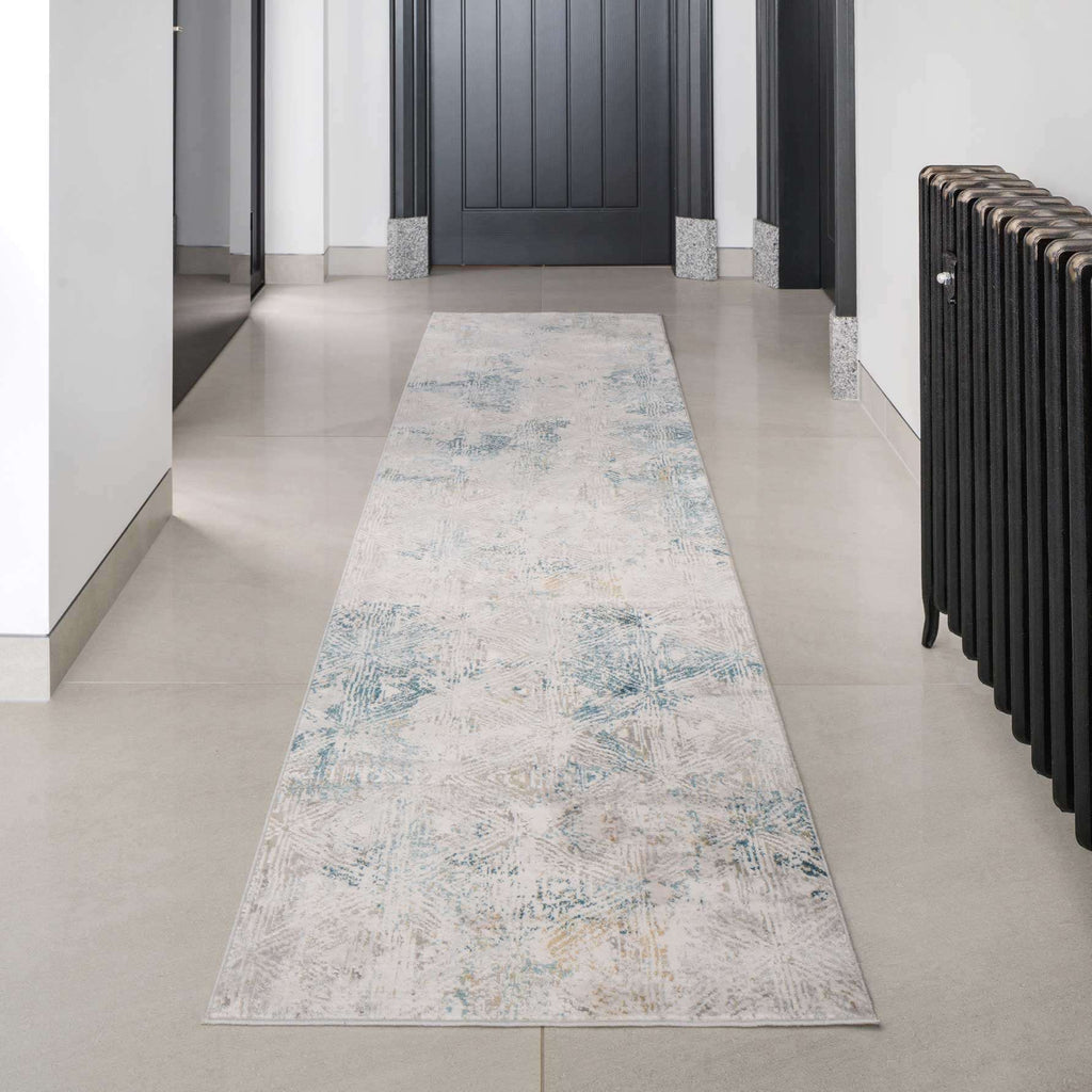 Teal Blue Cloudscape Living Room Rug - Times