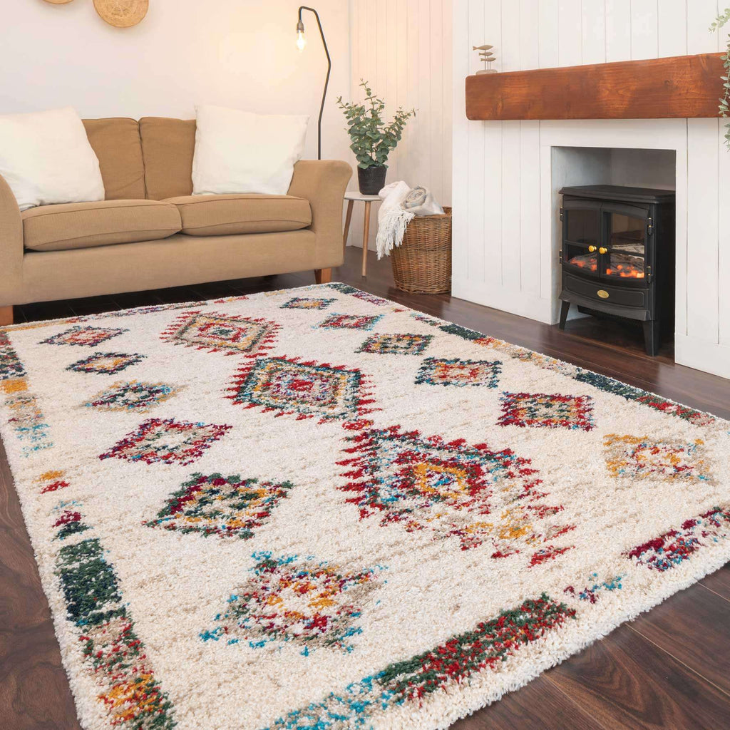 Super Soft Diamond Shaggy Rug - Neroli