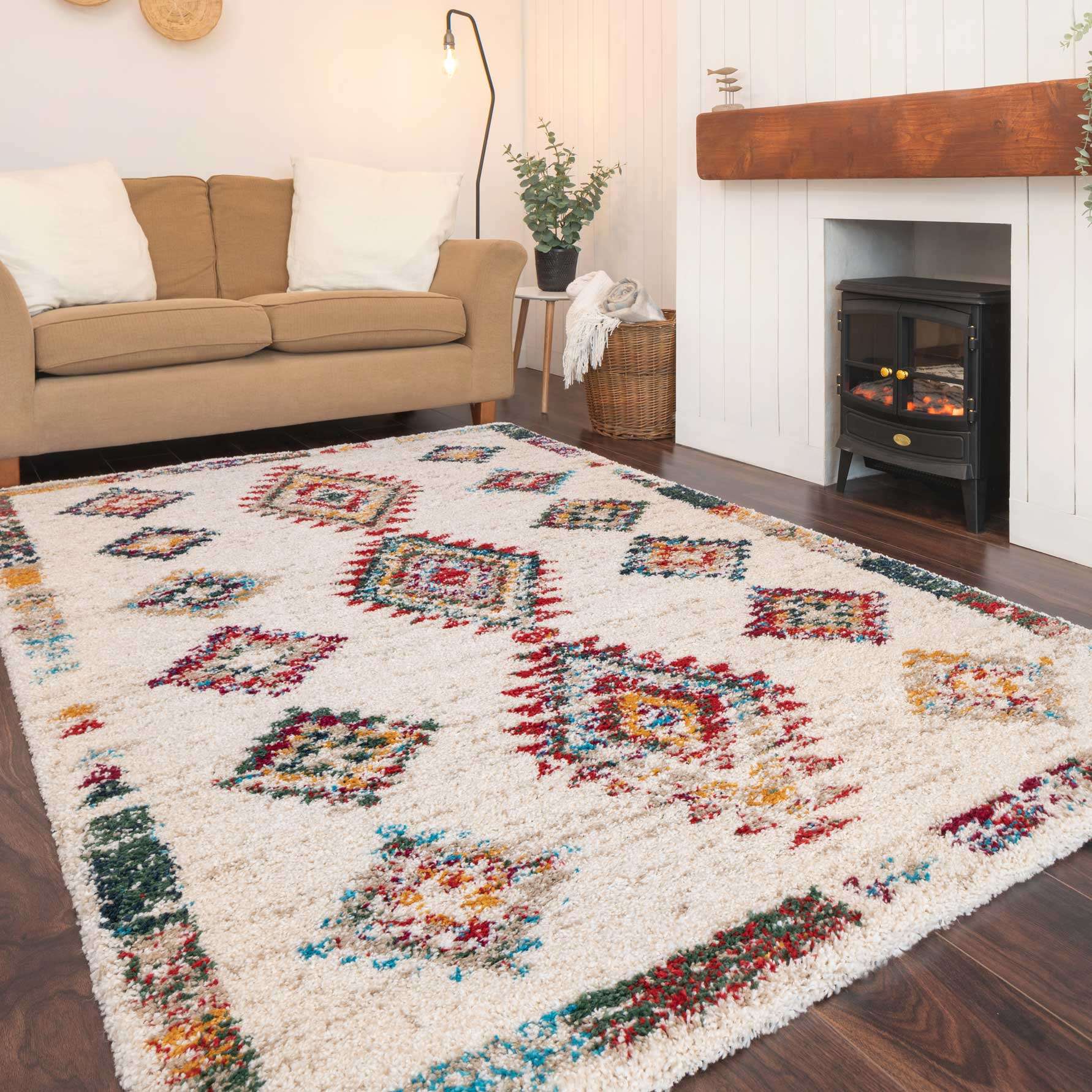 Super Soft Diamond Shaggy Rug - Neroli