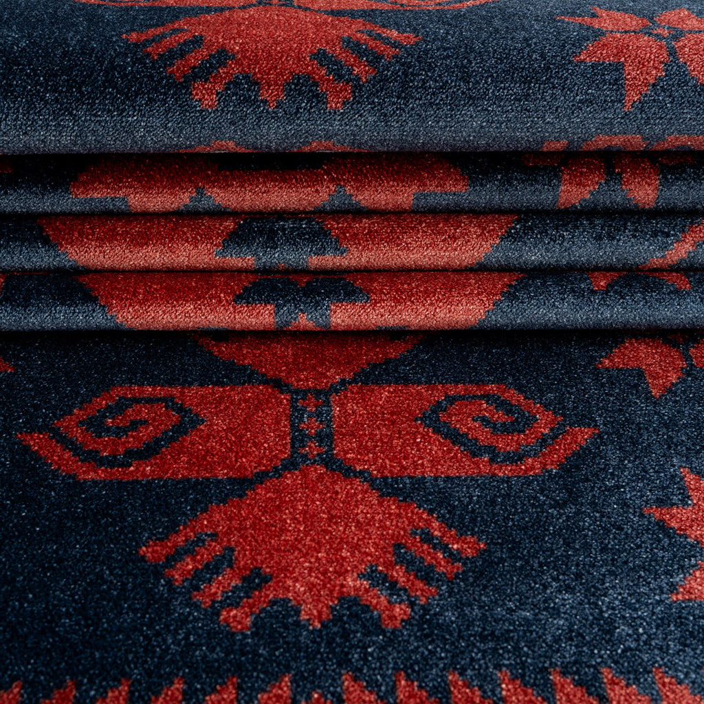 Washable Red Navy Persian Style Runner - Asha