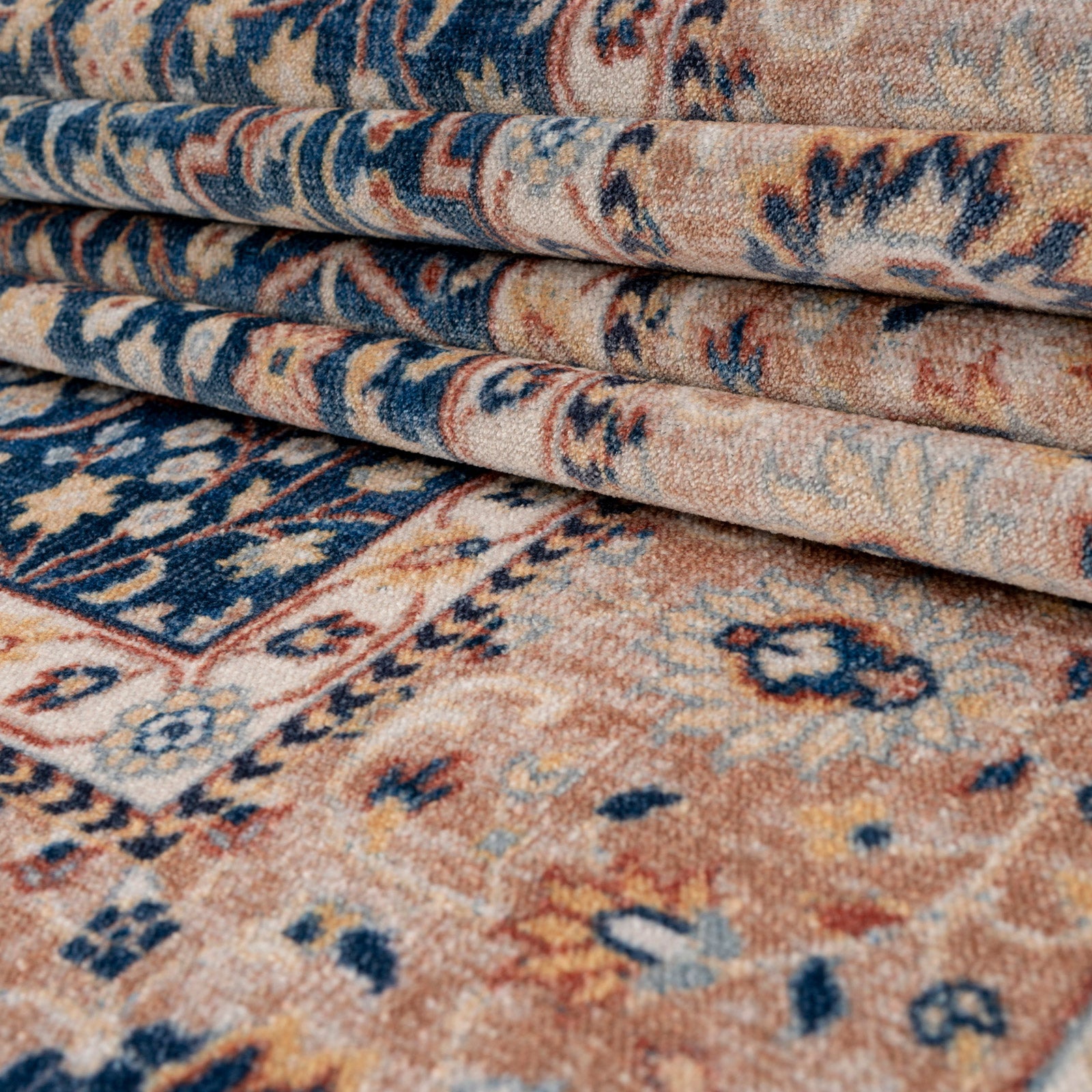Washable Blue Persian Style Runner - Leela