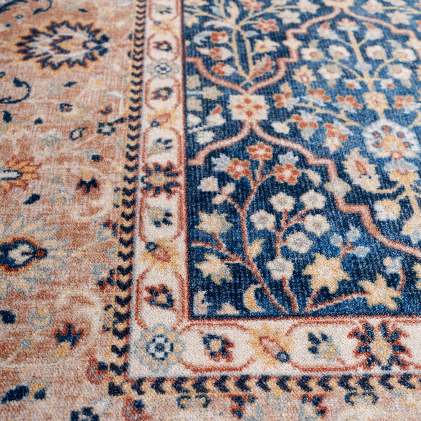 Washable Blue Persian Style Runner - Leela