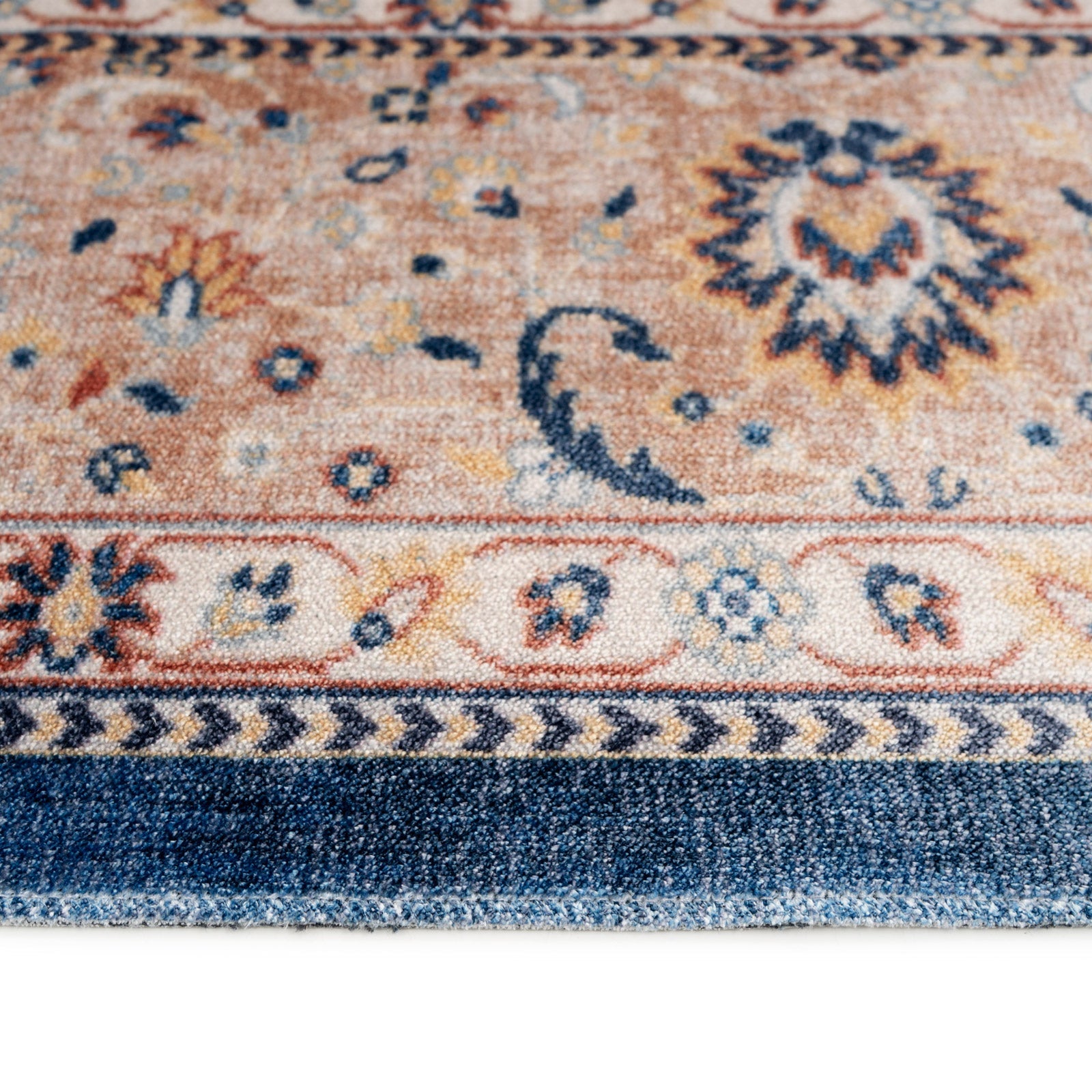 Washable Blue Persian Style Mat - Leela