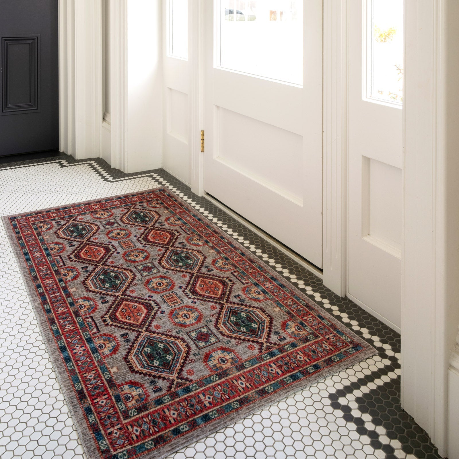 Washable Multicolour Persian Style Mat - Rani
