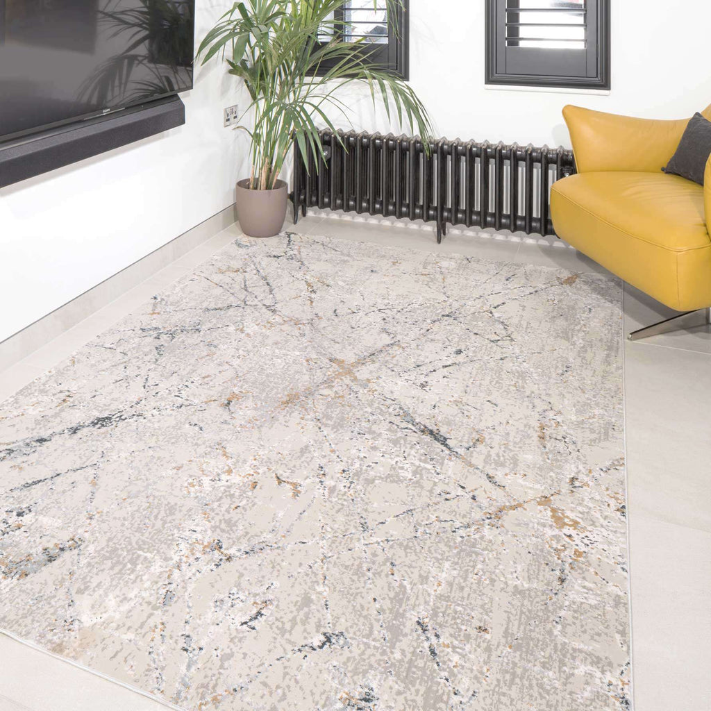 Modern Silver Abstract Living Room Rug - Vincent