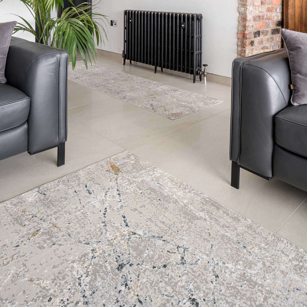 Modern Silver Abstract Living Room Rug - Vincent