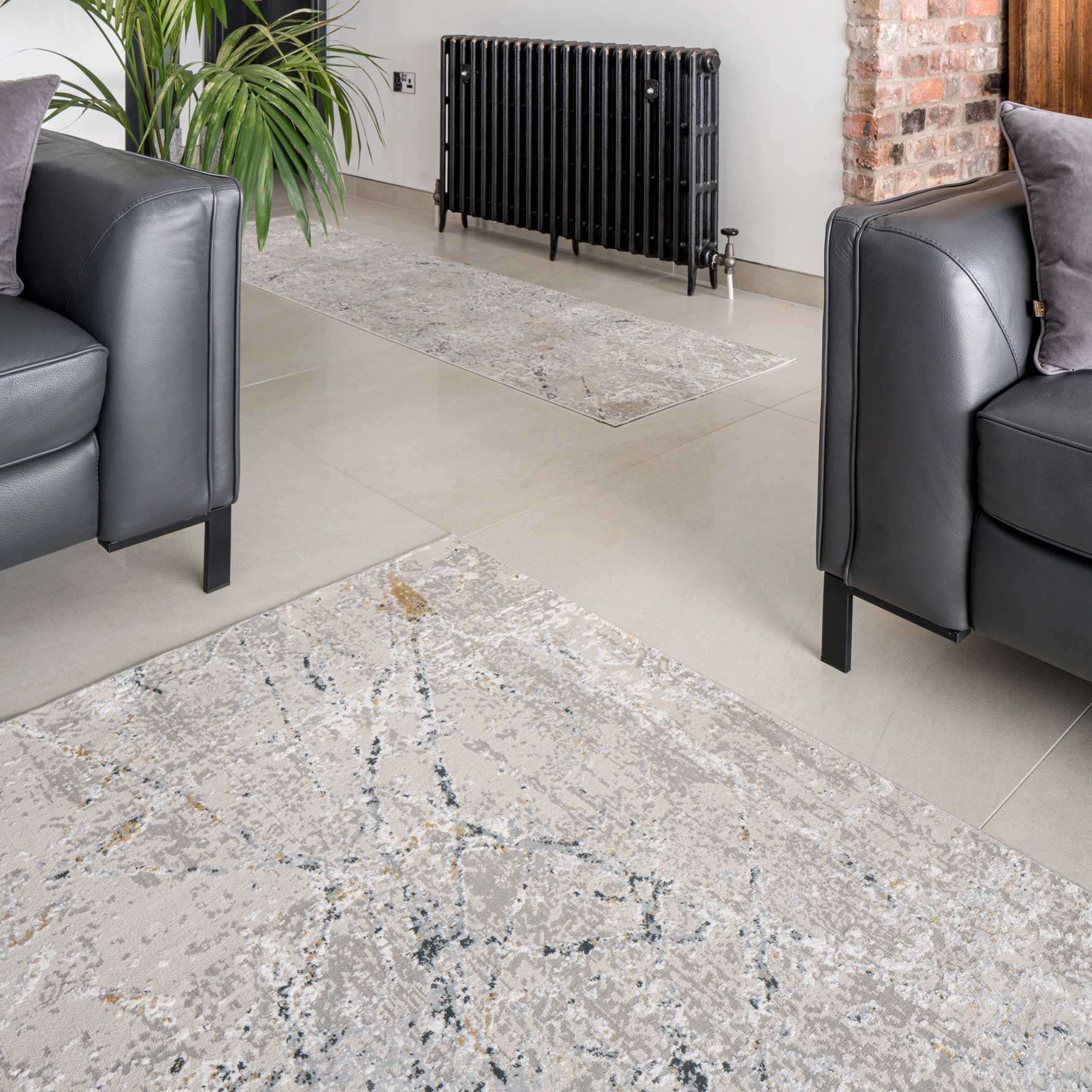 Modern Silver Abstract Living Room Rug - Vincent