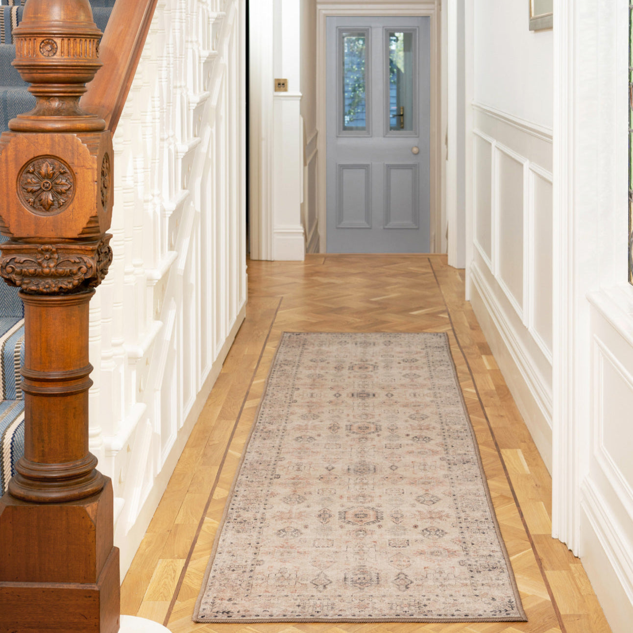 Soft Washable Cream Distressed Runner - Elnora