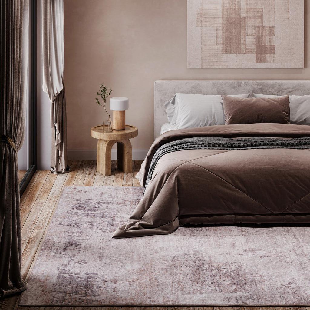 Soft Washable Distressed Greige Rug - Ernest