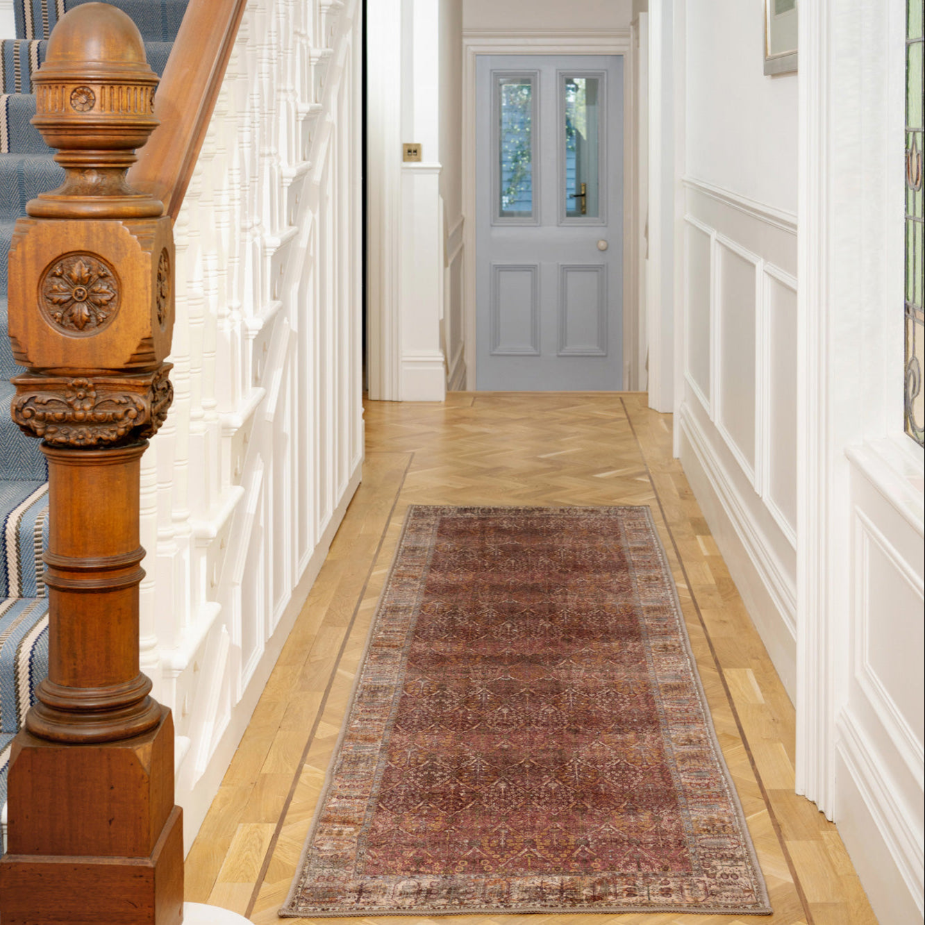 Soft Washable Red Vintage Runner - Violet