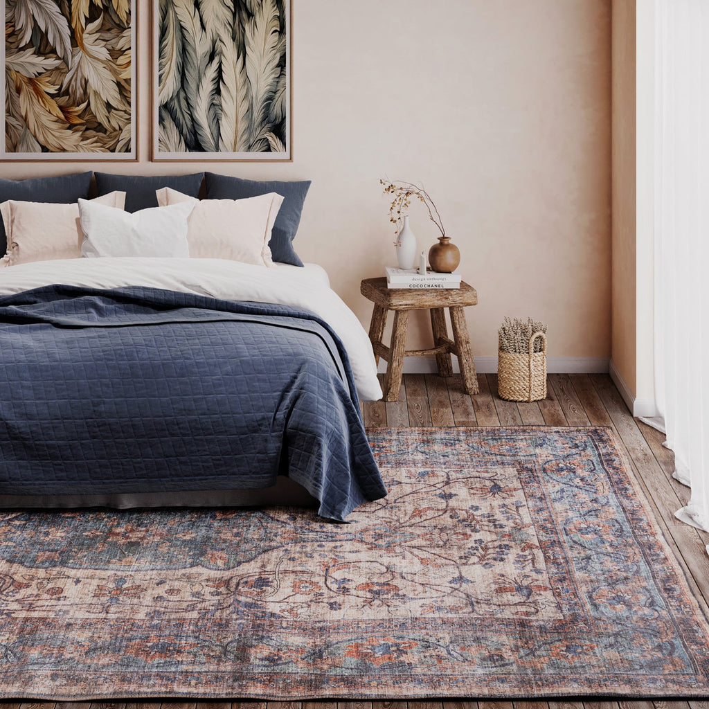 Soft Washable Blue Regency Rug - Dorothea