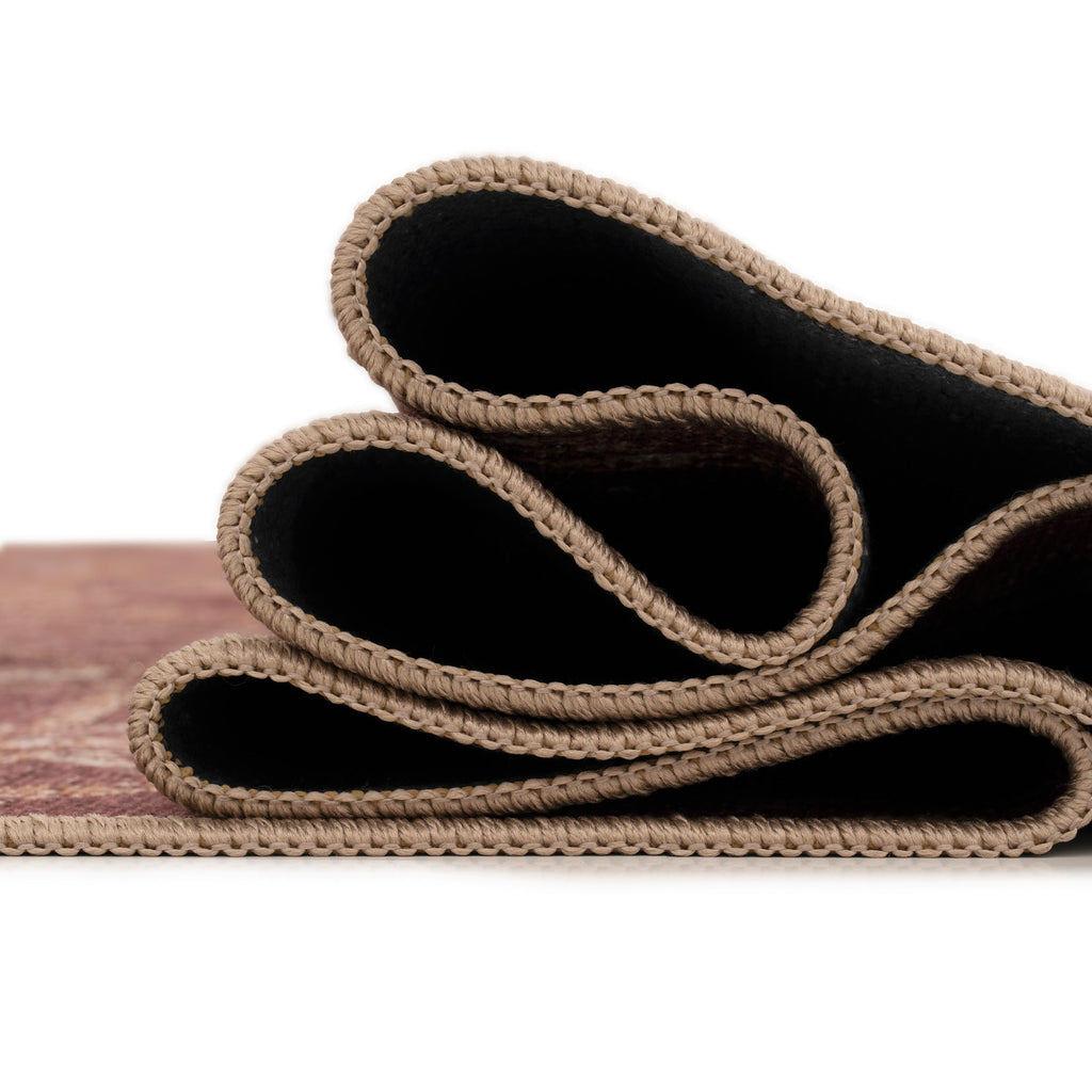 Washable Burgundy Diamond Rug - Avril