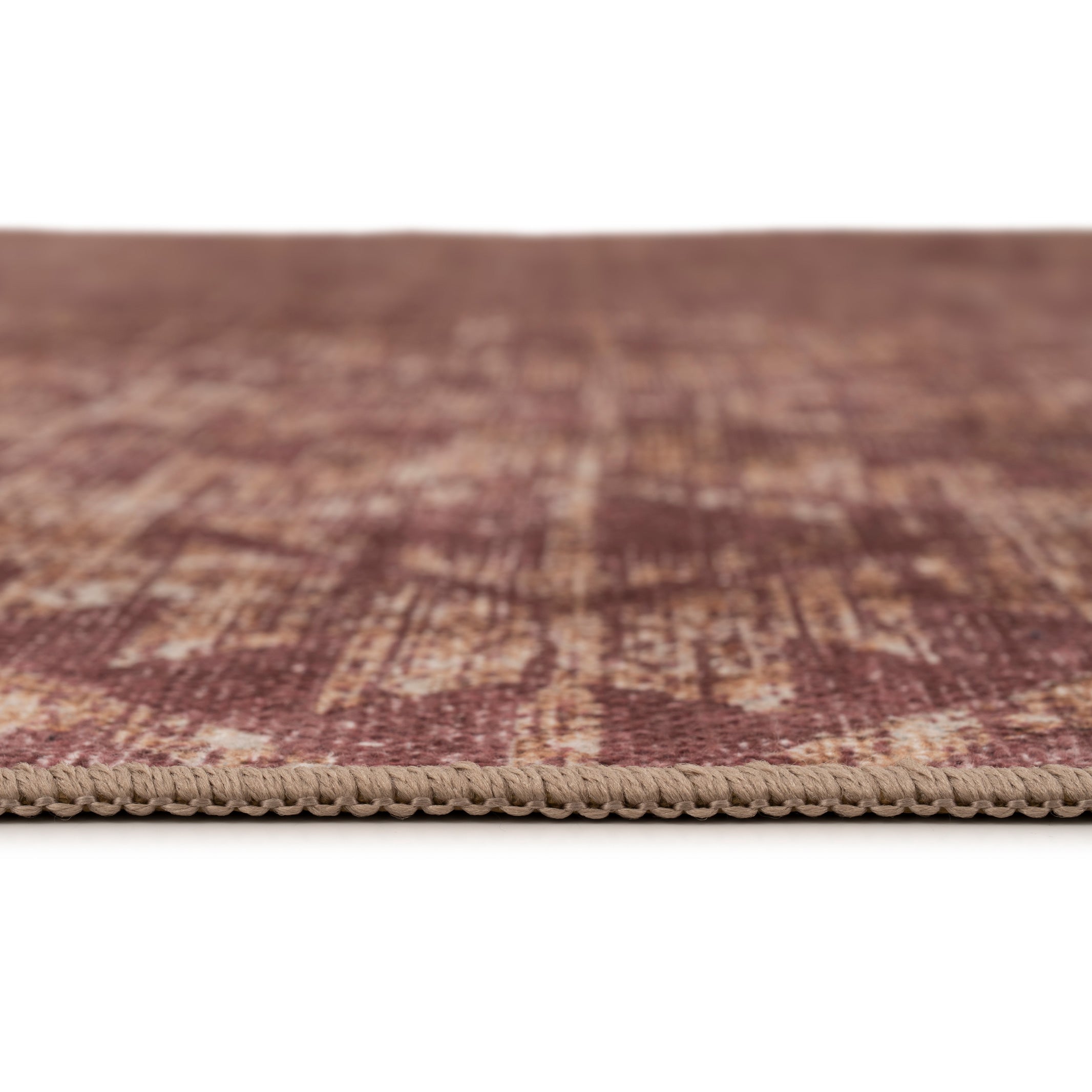 Washable Burgundy Diamond Rug - Avril
