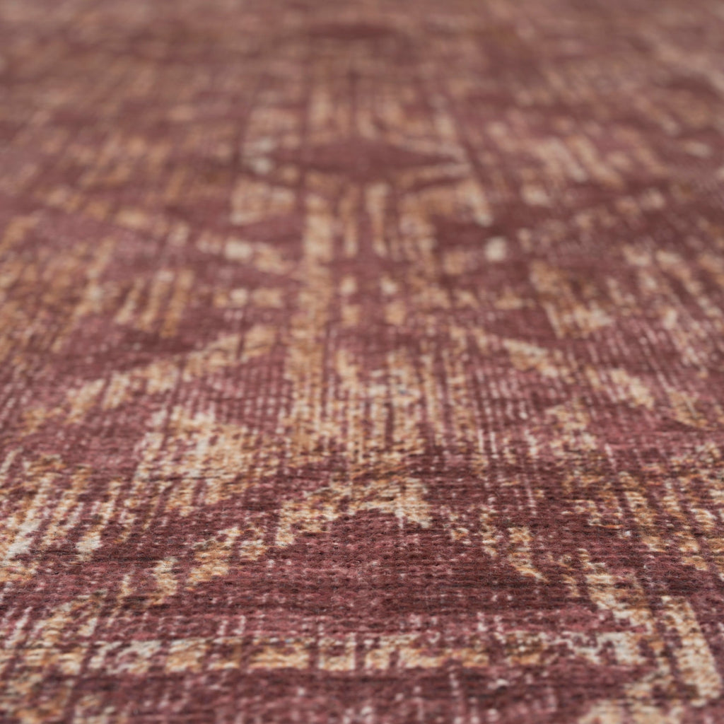 Washable Burgundy Diamond Rug - Avril